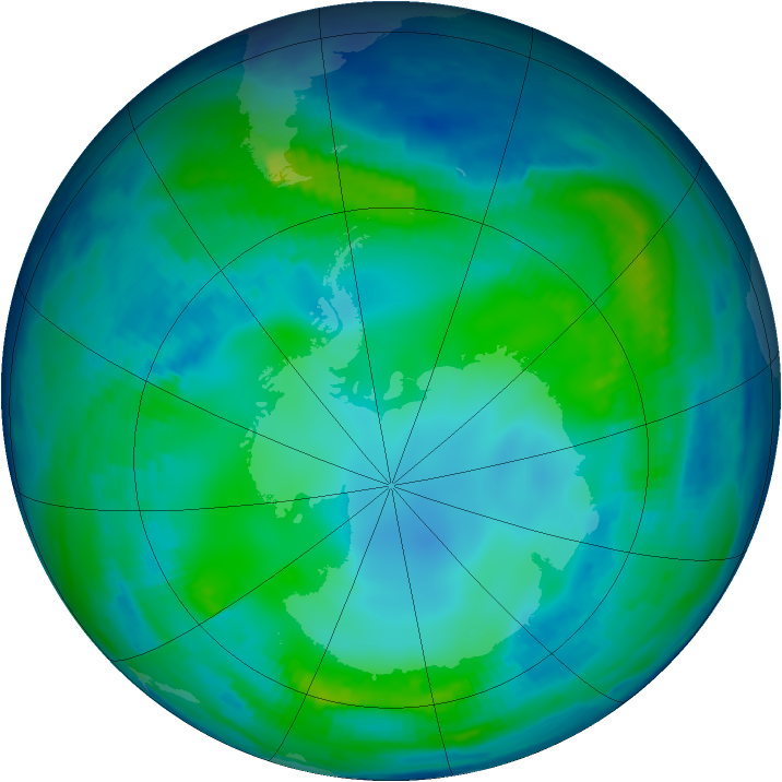 Antarctic ozone map for 18 May 1997